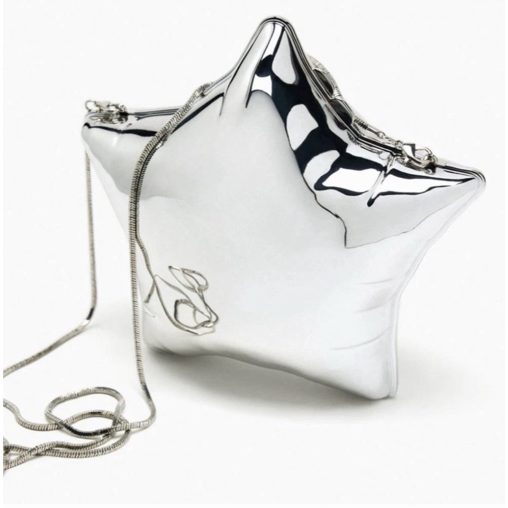 Zara Silver Metal Rigid Helium Balloon Mirror Crossbody Luxury Bag Tik Tok
